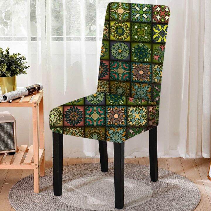 bohemia-style-plaid-mandala-print-spandex-seat-cover-stretch-anti-dirty-one-piece-dining-chair-cover-for-wedding-restaurant