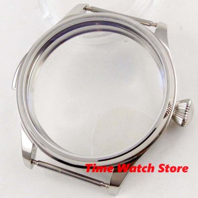 44Mm Watch Case Men Polished Scratch Proof Glass 316L Stailess Steel Fit ETA 6498 6497 Movement C161