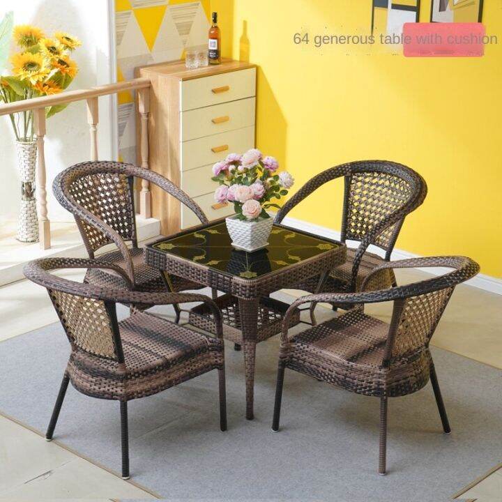 Outdoor Rattan Table Only 2 Seater Balcony Small Tables and Chairs ThreePiece Set Coffee Table