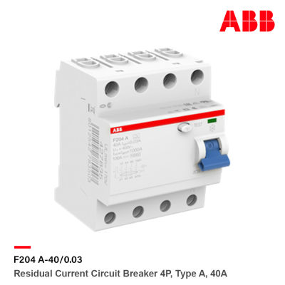 ABB F204 A-40/0.03 Residual Current Circuit Breaker (RCCB) 4P, TypeA, 30mA, 40A รุ่น F200 l 2CSF204101R1400 l เอบีบี l สั่งซื้อได้ที่ร้าน ACB Official Store