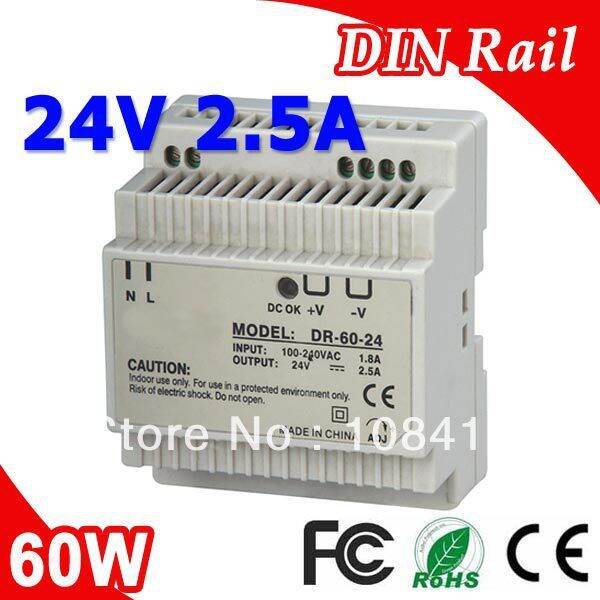 DR6024 LED Single Output Din Rail Power Supply Transformer DC 24V 2.5A Output SMPS Lazada PH