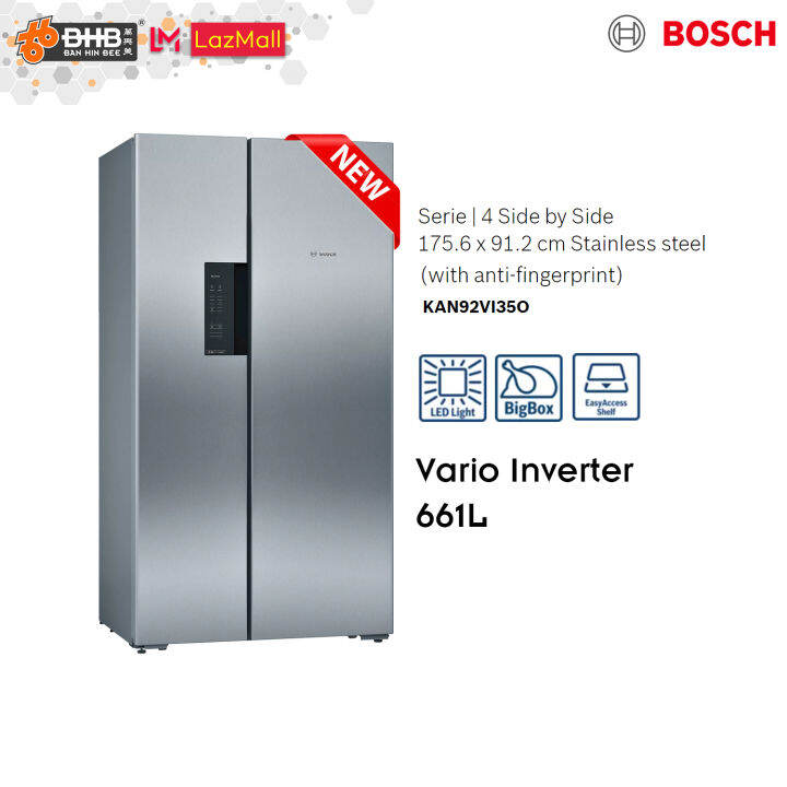 Bosch Serie4 Side by Side Stainless Steel Refrigerator (Anti