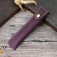 +【； Retro Cowhide Leather Pencil Bag Stationery Holder Pen Protection Cover Mini Portable Stationery Bag School Office Supplies