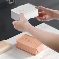 Shape Soap Box Drain Soap Holder Box Bathroom Accessories Soap Holder Storage Tray drawer-type Sucker Water-free Storage Box Soap Dishes