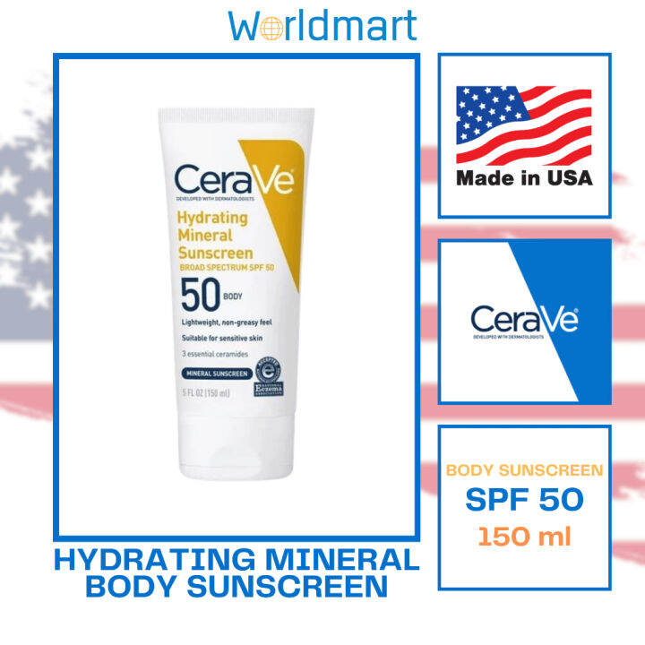 ครีมกันแดด Cerave 100% Mineral Hydrating Body Sunscreen With Zinc Oxide 