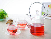 1x Tea Set-350ml Heat-Resisting Glass Teapot wStainless steel Handle+2*Cup+2*Saucer