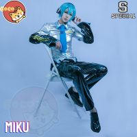 CoCos-S VOCALOID Male Mikuku Cosplay Costume VOCALOID Cos Mikuku Male Cosplay Patent Leather Costume + Earphone + Wig + Shoe