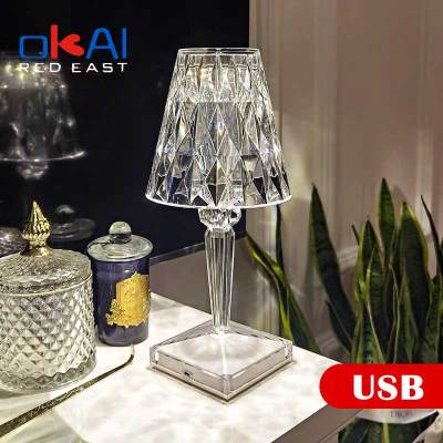 Modern Fashion Karl Italian Designer Crystal Diamond Table Lamp USB Charging Romantic Gift Night Light.