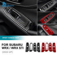 แอร์สปีดโครงที่ยกรถหน้าต่างคาร์บอนไฟเบอร์สำหรับ Subaru Wry 22-23สวิทช์ขอบหน้าต่าง4ชิ้นสติกเกอร์แผงยกหน้าต่างรถแต่งรถอุปกรณ์ตกแต่งภายใน