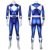 Superhero Zentai Blue Ranger ฮาโลวีนคุณภาพสูงบอดี้สูทกับหมวก Ranger 3D การพิมพ์ Jumpsuit Carnival Cosplay Costume