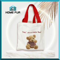 Home Fur กระเป๋าถือ ไซส์มินิ กระเป๋าผ้ามินิมอล ลายสกรีน ขนาด 25*24.5cm กระเป๋า Tote Bag