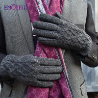 2021ENJOYFUR Men Winter Wool Knit Gloves Fashion Touch Screen Autumn Mittens Warm Fleece Lined Cycling Sports Male Elastic Gloves