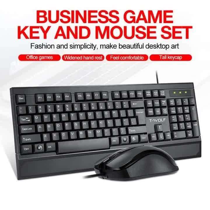 TF330 Keyboard dan Mouse Bisnis Berkabel, Kombinasi Optik USB dan