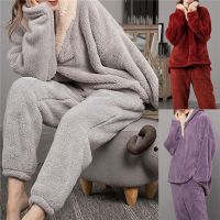 ☜ New Arrival Autumn Winter Pajamas Set Women Loungewear Fleece Sleepwear Home Suits Homewear Ladies Warm Plush Lounge Sleep Wear