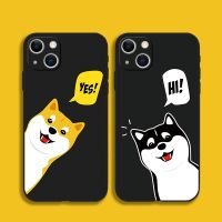 Cute Dog Shiba Inu Couple Compatible for iPhone 12 mini 13 14 Pro Max SE3 6S 7 8 Plus XR X 11 Pro XS Max Black Case Soft Tpu Cover