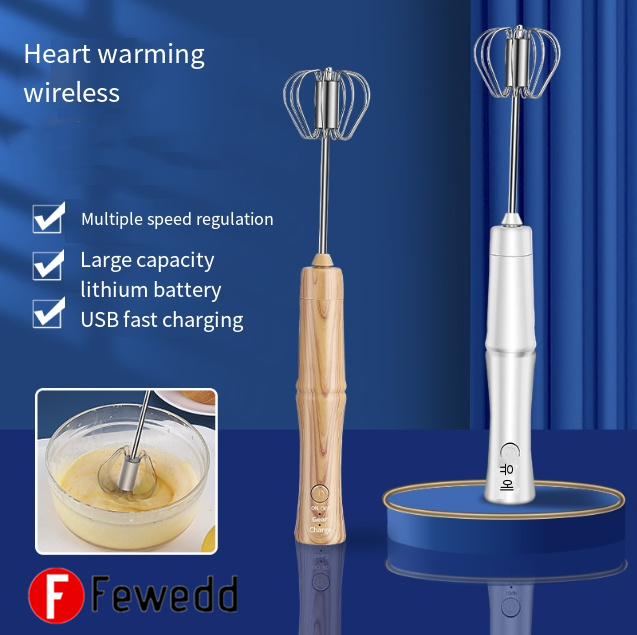 Milk Frother Handheld With 2 Heads, Coffee Whisk Foam Mixer With Usb  Rechargeable 3 Speeds, Electric Mini Hand Blender