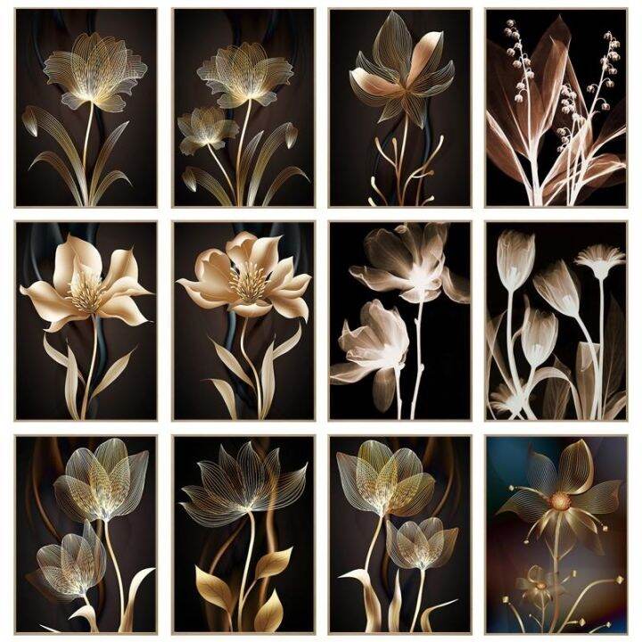 2022-black-gold-flower-trendy-canvas-paintings-plant-leaves-posters-and-prints-wall-art-for-living-room-wall-decoration-cuadros