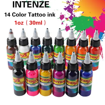 14 Color Tattoo Ink Set 1oz 30ml Bottles Genuine Intenz Inks Permanent  Makeup