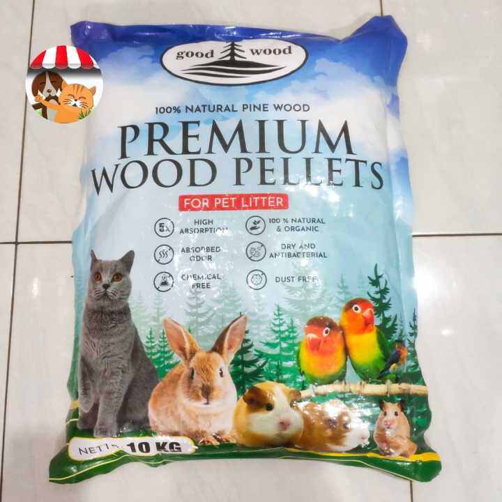 Good Wood Pellet Premium Cat Litter Hamster Kucing Sugar Glider 10kg