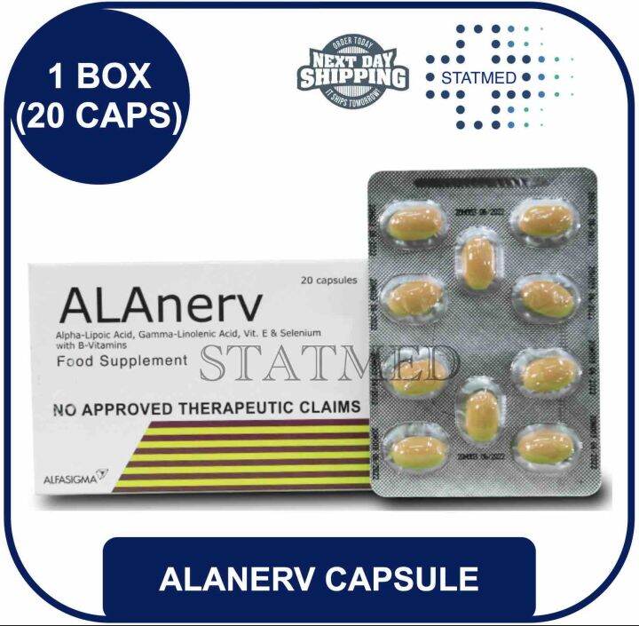 Alanerv Alpha Lipoic Acid + BVitamins 920mg Softgel Capsule 1 box [20 caps] Expiration date