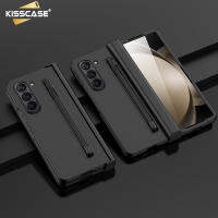 KISSCASE เคสโทรศัพท์ผิวบอบบางเหมาะกับ Samsung Galaxy Z พับ5พร้อมช่องเสียบปากกา3ส่วนเปลือกที่บอบบางผิวแบบ2 In 1เคสโทรศัพท์กันรอยนิ้วมือกันกระแทกสำหรับ Samsung Galaxy Z 5