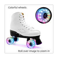 8 Illuminated Roller Skate Wheels Fitted with Bearings 32x58 mm for Indoor or Outdoor Double-Row Skating and Skateboarding