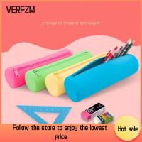 VERFZM SHOP สีทึบทึบ กระเป๋าใส่ดินสอ จุได้มาก ซิลิโคนทำจากซิลิโคน กล่องใส่ดินสอ คุณภาพที่ดี กันน้ำกันน้ำได้ แปรงแต่งหน้า การเดินทางการเดินทาง