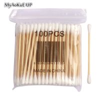 ✁✘ 100pc Wooden Ear sticks Cotton buds microbrush clean ear wand spiral Double Head cotton swab For Beauty Makeup Nose Ear Cleaning