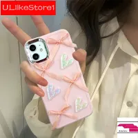 เคสสำหรับ IPhone 15 14 13 12 11 Pro Max X XR Xs Max 8 7 6S Plus SE 2020โบว์ทำด้วยมือเคสโทรศัพท์รูปหัวใจ Soft TPU Cove