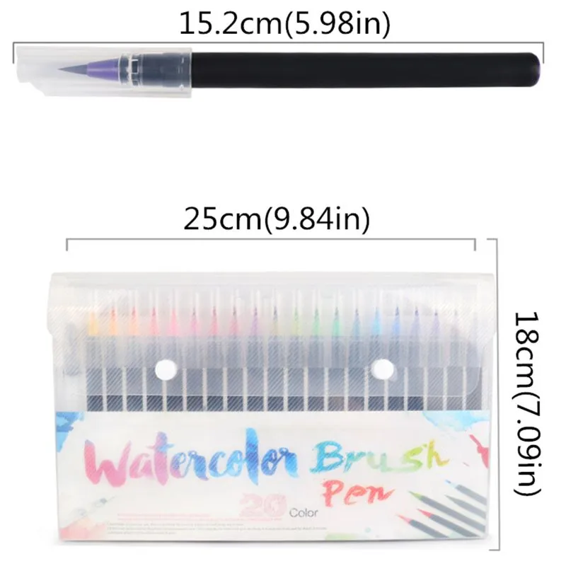 20 Color Premium Painting Soft Brush Pen Set Watercolor Markers