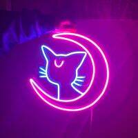 Sailor Moon Luna Cat Neon Sign Custom Anime Dimmer Led Neon Sign Kawaii Cute Decor Wall Hanging For Bedroom Childrens Gift