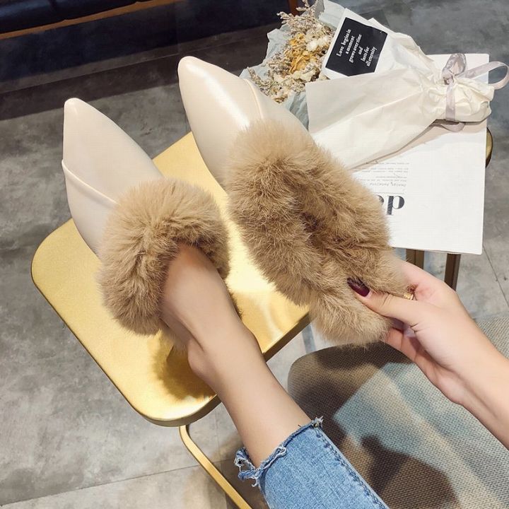 2021-winter-outer-wear-warm-wool-slippers-pointed-toe-elegant-womens-autumn-new-plush-slippers-flip-flops-office-work-shoes