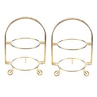 2X Cake Stand Double-Layer Arch-Shaped Golden Fruit Dessert Rack Wedding Birthday Party Decoration Cupcake Stand Gold