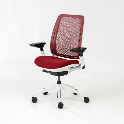 Modernform เก้าอี้เพื่อสุขภาพ รุ่น SERIES 2 พนักพิงกลาง Plastic Air Liveback สีแดง (Meriot) เบาะผ้าสีแดง รับประกัน 12 ปี
