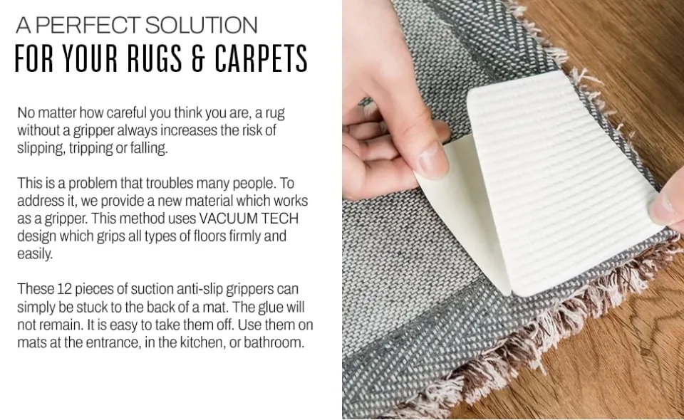 8 Pcs 10x10cm Reusable Carpet Grippers, Non-Slip Grippers for