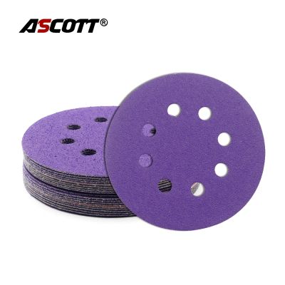 【LZ】☾♤  10pcs 5inch 125mm purple Sandpaper Polishing Wheel Sand Paper Polishing Pad 5 inch Flocked sandpaper tray Car Wood Sanding Disc