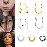 【HOT】 2022 New Punk Fake Piercing Studs U-Shaped African Non-Piercing Clip Hole 7-Piece Set