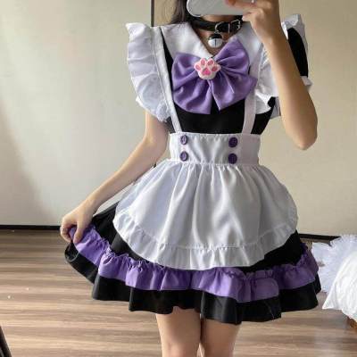 Color Cosplayer Women Lovely Maid Cosplay Costume Short Sleeve Retro Maid Lolita Dress Cute Japanese French Outfit