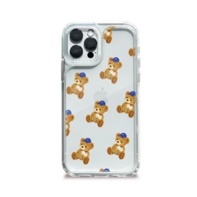 【Korean Phone Case】 Brown Cap Bear Dparks Shockproof Protective Clear Cute Unique Hand Made Premium Case for Compatible for iPhone SAMSUNG 12 Pro mini Max NOTE20 S21