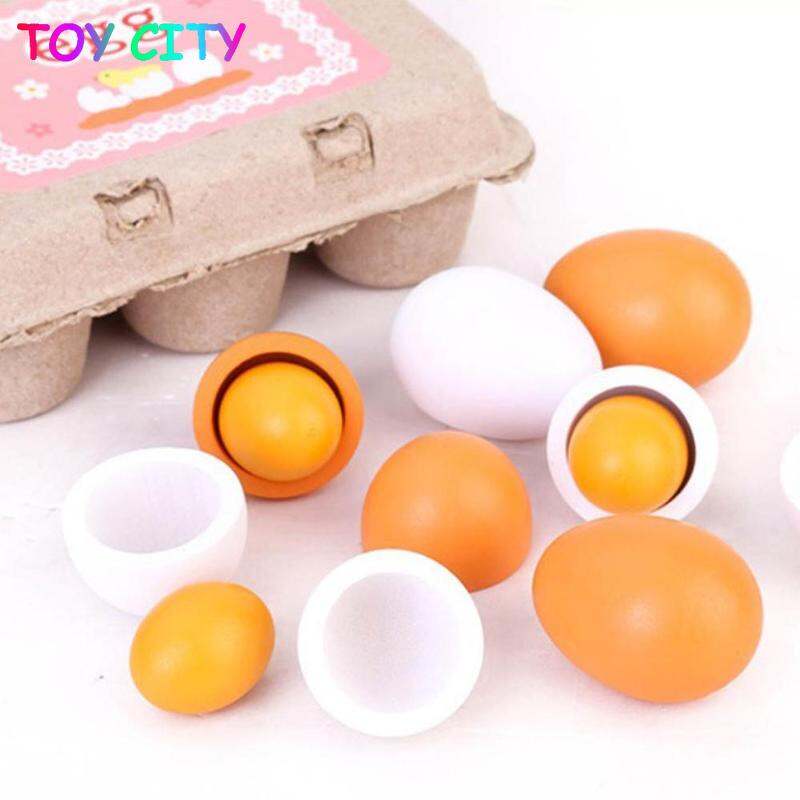 Hot 6pcs/set Wooden Eggs Yolk Pretend Play Kitchen Food Cooking Kids Toy Gift 