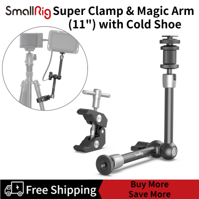 SmallRig Super Clamp และแขนมหัศจรรย์ (11 ") พร้อมติดตั้งรองเท้าเย็นสำหรับจอภาพไมโครโฟนไฟ LED 3726