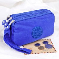 Dompet Wanita 3 Ritsleting Dompet Wanita Merek Clutch Dompet Koin Kartu Kunci Tas Uang Kanvas Pendek Wanita Anak Perempuan Dompet Tas Burse