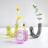 twisted Shaped Glass Vase Hydroponics Plant Vase Candle Holder Crafts Decor For Home Living Room Glass Candlesticks Plant Flower