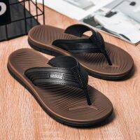 Mens flip-flops non-slip wear-resistant casual quick-drying beach slippers mens home black bathroom summer flip-flops 【JYUE】