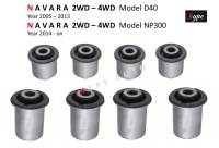 *** SET *** บูชปีกนก บน + บูชปีกนก ล่าง นาวาร่า NAVARA 2WD - 4WD โมเดล D40 - NP300 ( 8 ตัว)