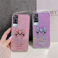 สำหรับ Vivo Y31 Y51เคส Y53s Y51a Y51s เคสพรีเมี่ยมแบบแวววาวประดับเคสโทรศัพท์ท้องฟ้าเต็มไปด้วยดวงดาวประดับด้วยโบว์รูปหัวใจน่ารักสวยงามเคสซิลิโคนนิ่มกันกระแทกฝาครอบด้านหลัง