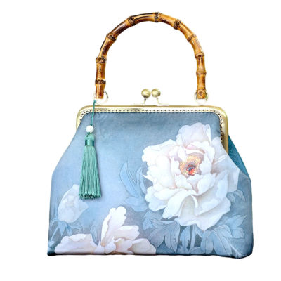 ShenWin Store กระเป๋าถือกระเป๋าโบราณสำหรับผู้หญิง,กระเป๋าแฮนด์เมดสีทองแนวทแยงกระเป๋าถือลูกปัดสไตล์จีน