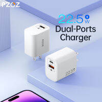 PZOZ 22.5W 5A ที่ชาร์จความเร็วสูง + PD 20W ปลั๊กตัวแปลงระบบชาร์จเร็ว4.0 3.0 SCP สำหรับ Micro / Iph / Type-C