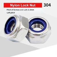 High Quality Hex Nylon Lock Nuts M8 M10 M12 M14 M16 M20 304 Stainless Steel Pitch of Screws 1.0 1.25 1.5mm Left Tooth Pitch nut