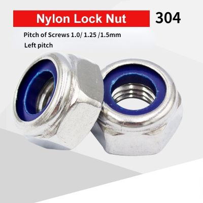 (JIE YUAN)คุณภาพสูง Hex Nylon Lock Nuts M8 M10 M12 M14 M16 M20 304สแตนเลส Pitch สกรู1.0 1.25 1.5มม.ซ้ายฟัน Pitch Nut